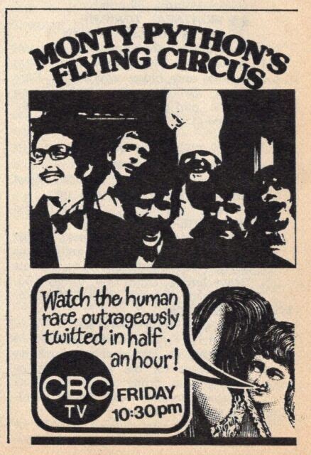 1973 cbc tv ad~monty python s flying circus~bbc s comedy series ebay