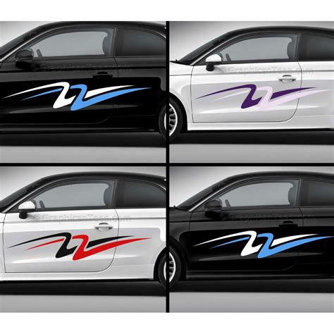 custom car stickers vinyl graphic side stripe decals double swoosh   colours
