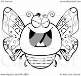 Chubby Butterfly Evil Clipart Cartoon Grinning Outlined Coloring Vector Cory Thoman Royalty sketch template