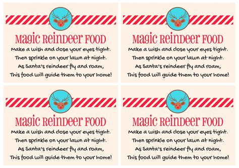 reindeer food poem printable labels printableecom