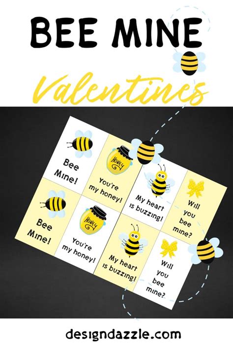 bee  valentine cards  printable design dazzle