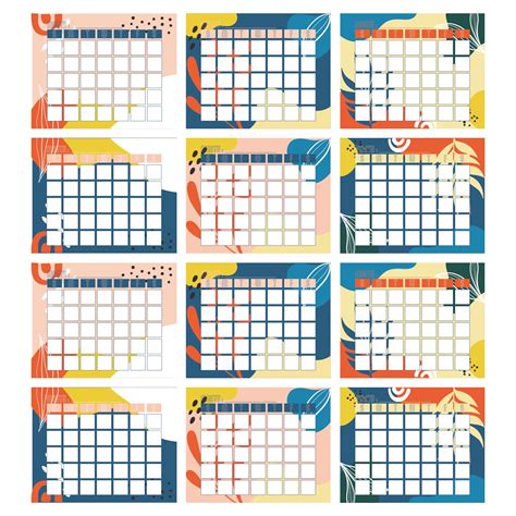 blank calendar template  kids