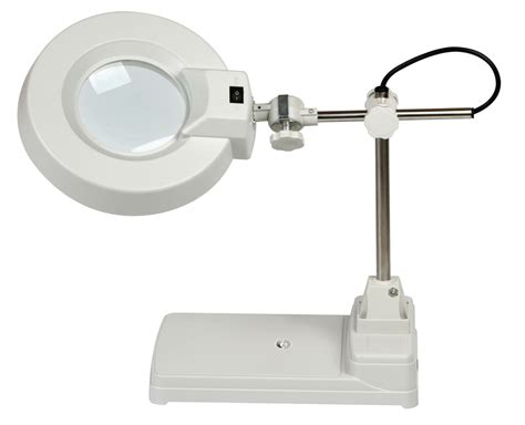 Lighted White Glass 10x Desktop Magnifying Glass Led Lifting Magnifier