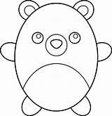 Bear Teddy Coloring Cute Clip Clipart Round Chubby Pages Sweetclipart sketch template