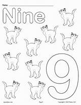 Number Coloring Pages Numbers Printable Worksheets Animal Sheet Color Preschool Nine Toddlers Kids Preschoolers Crafts Lesson Activities Cats Counting Animals sketch template