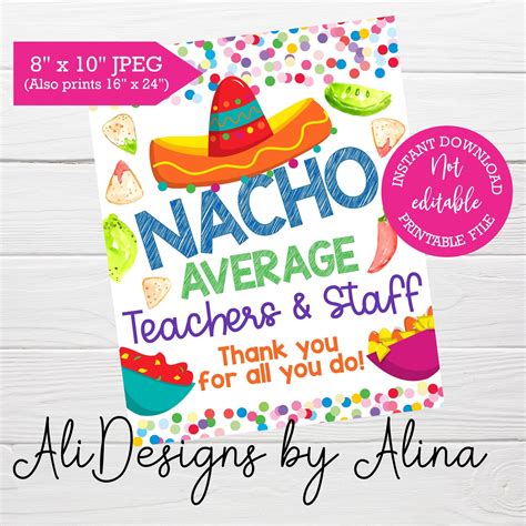nacho average teachers  staff instant  sign etsy