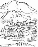 Coloring Pages Park Mountains Arbor National Mountain Mount Printable Mt Trees Rainier Nature Tree Sheets Smoky Glacier Adult Mckinley Book sketch template