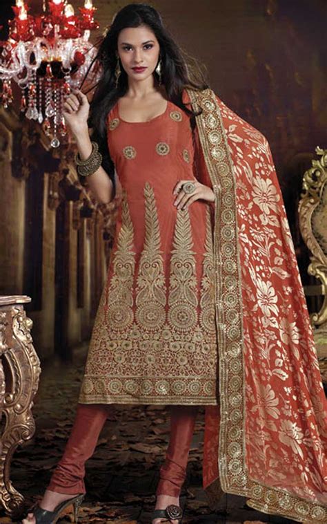 wedding salwar kameez  pretty embroidery matching churidar dupatta