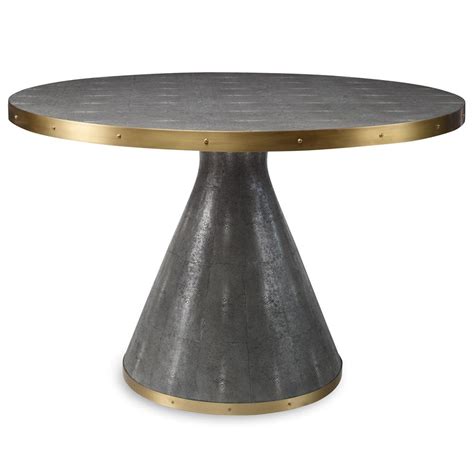 brown belmondo grey faux shagreen  brass dining table small