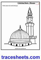 Kids Clipart Masjid Nabvi Worksheets Coloring Worksheet Culture Islamic Islam Mosque Drawing Sheets Library Clip Cliparts Pages Mosques Trace Line sketch template