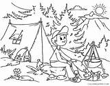 Coloring4free Camping Coloring Pages Disney Mountain Roasting Marshmallows Campfire Making sketch template