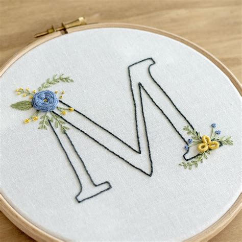 floral letters embroidery pattern video tutorial floral initial