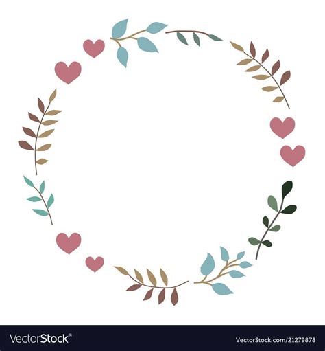 doodle heart  leaf circle frame royalty  vector image