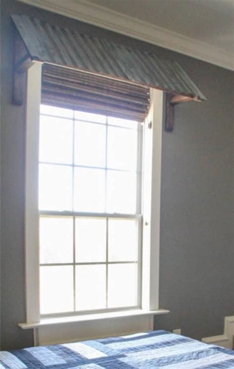 rustic galvanized metal wood awning window valance custom window treatment wood valance box