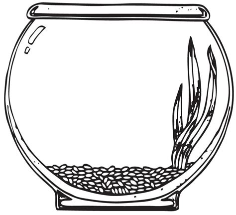 fish bowl template  kids sketch coloring page