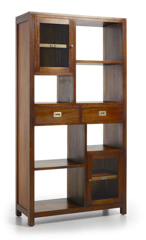 bibliotheque en bois dacajou  tiroirs  portes  niches veland