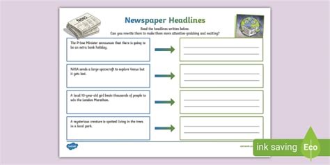 newspaper headlines activity headlines newspaper reports