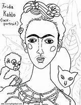 Frida Kahlo Coloring Hispanic Famous Pages Paintings Para Artists Sheets Getcolorings Getdrawings Niños Diego Printable Rivera Color Mexican Colorings Choose sketch template