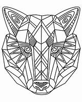 Coloriage Animaux Loup Géométrique Dessin Mandala Colorier Justcolor Du sketch template