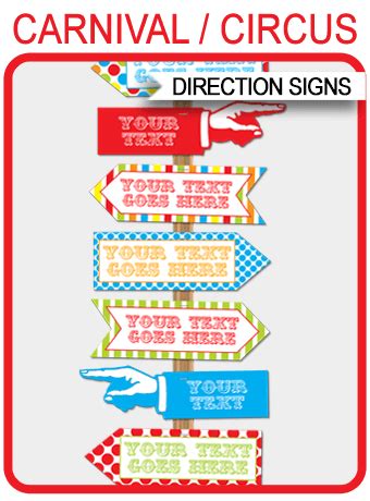carnival directional signs arrows carnival party circus party