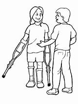 Coloring Pages People Disabilities Special Needs Crutches Kids sketch template