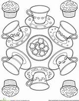 Coloring Tea Pages Teacup Party Cup Cups Printable Drawing Worksheet Set Sheets Education Getdrawings Book Worksheets Girls Getcolorings Line Fashionable sketch template