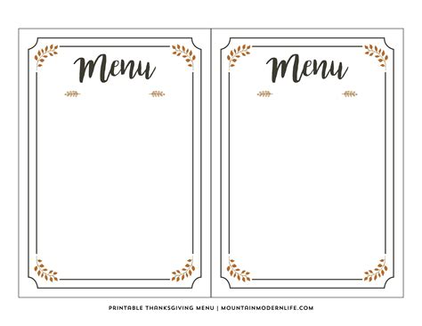 printable menus template room surfcom