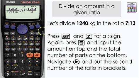 divide  amount    ratio casio calculator fx gt  calculator
