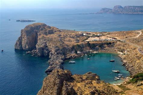 St Paul´s Bay In Lindos Rhodes Island Greece Stock Image Image Of