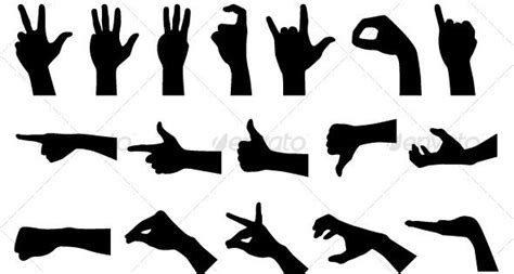 hand sign gesture silhouettes  vector signs hands  symbols