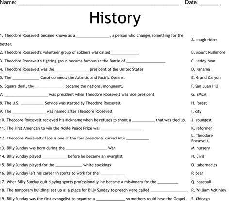 history worksheet wordmint