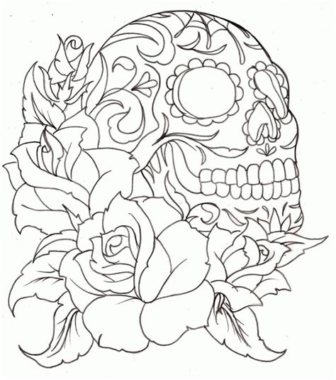 detailed coloring pages  adults skull   detailed