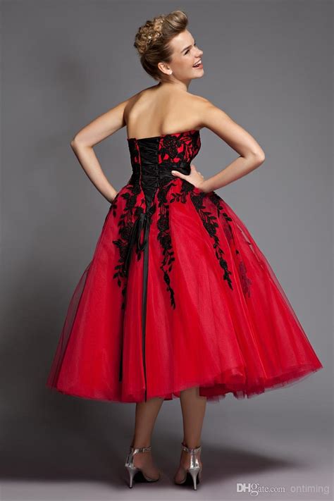 Promotion Dm Black Applique Sash Red Prom Dresses A Line