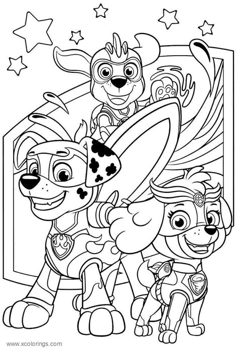 paw patrol mighty pups coloring pages xcolorings