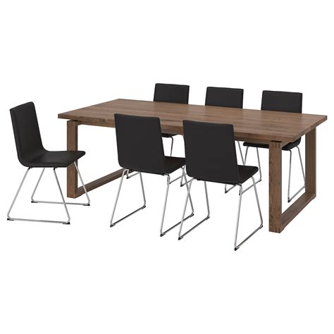 moerbylanga volfgang tafel met  stoelen bruin bomstad zwart ikea