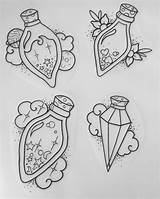 Tattoo Drawing Flash Potion Bottle Potions Designs Bottles Drawings Sheet Witch Tattoos Easy Sketches Choose Board Visit sketch template