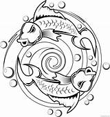 Tattoo Coloring Pages Coloring4free Fishes Two Related Posts sketch template