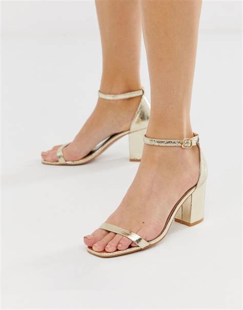 glamorous sandalen  gold mit blockabsatz asos