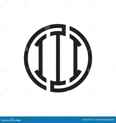 initial  letter logo circle iii black outline stroke stock vector