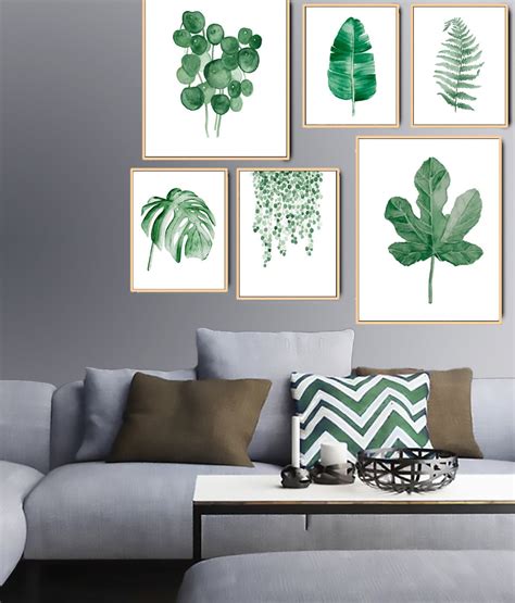 watercolor leaves prints set   leaf prints set   prints