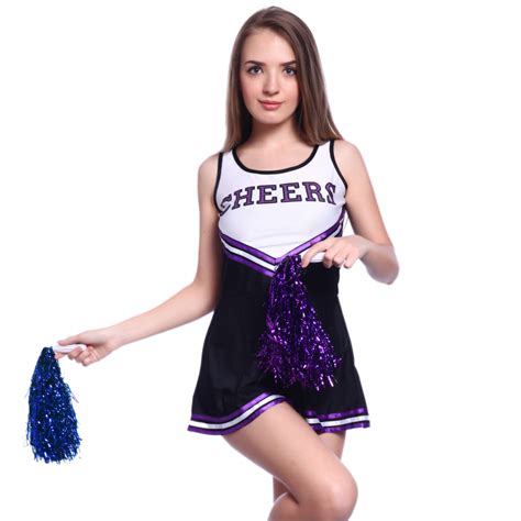 High School Cheer Girl Cheerleader Uniform Costume Outfit W Pom Poms S