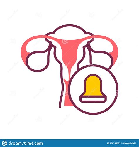 cervical cap color line icon uterus and contraceptive method birth