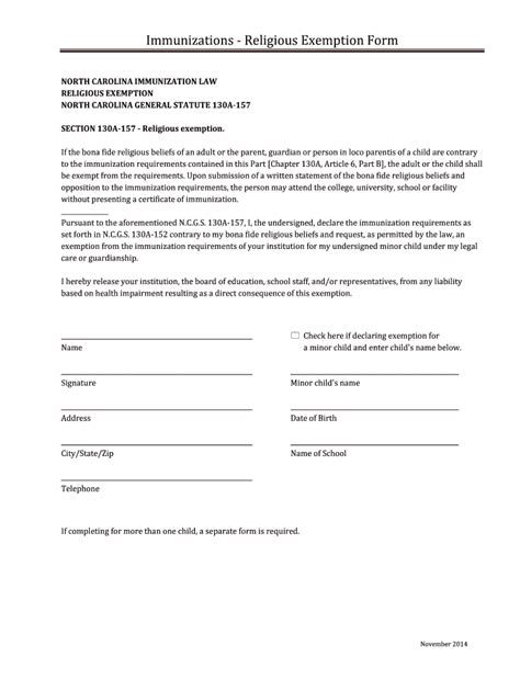religious exemption letter printable immunization exemption form