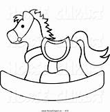 Horse Toy Rocking Wooden Clip Coloring Clipart Children Outlined Pams Buy sketch template