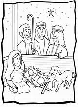 Jesus Coloring Baby Pages Nativity Shepherds Visit Color Sheet Manger Printable Scene Story School Christmas sketch template