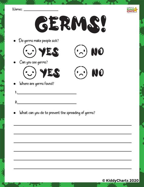 germ activity  kids  worksheets kiddychartscom