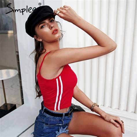 Simplee Side Stripe Sexy Tube Tops Women Cotton Skinny