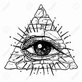Triangle Masonic Pyramid Illuminati Occultism Alchemy Providence Spirituality Conspiracy Theory sketch template