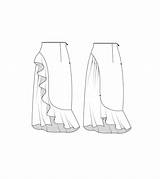 Skirt Ruffle Asymmetric Detail Long Sewing Patterns sketch template