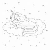 Unicorn Unicorno Illustrazione Dorme Sveglio Fumetto Colorazione Dormiente sketch template